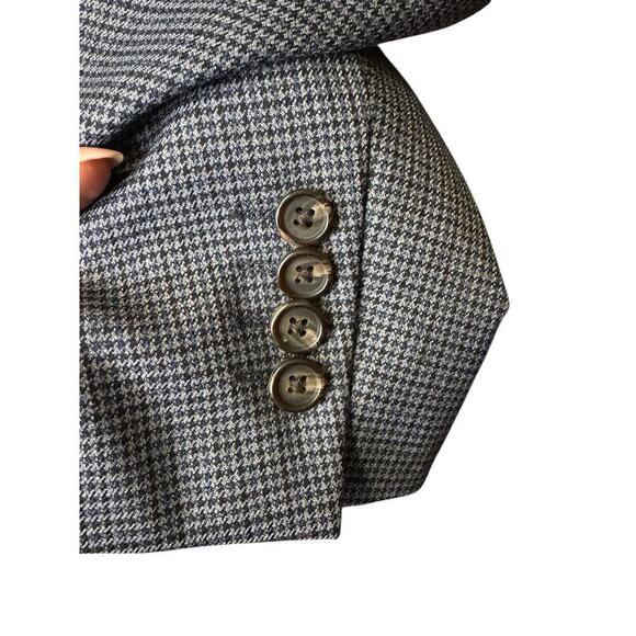 Ralph Lauren Houndstooth Blazer Men's 42R Navy Blue 3 Button Sport Coat Wool - Picture 4 of 8